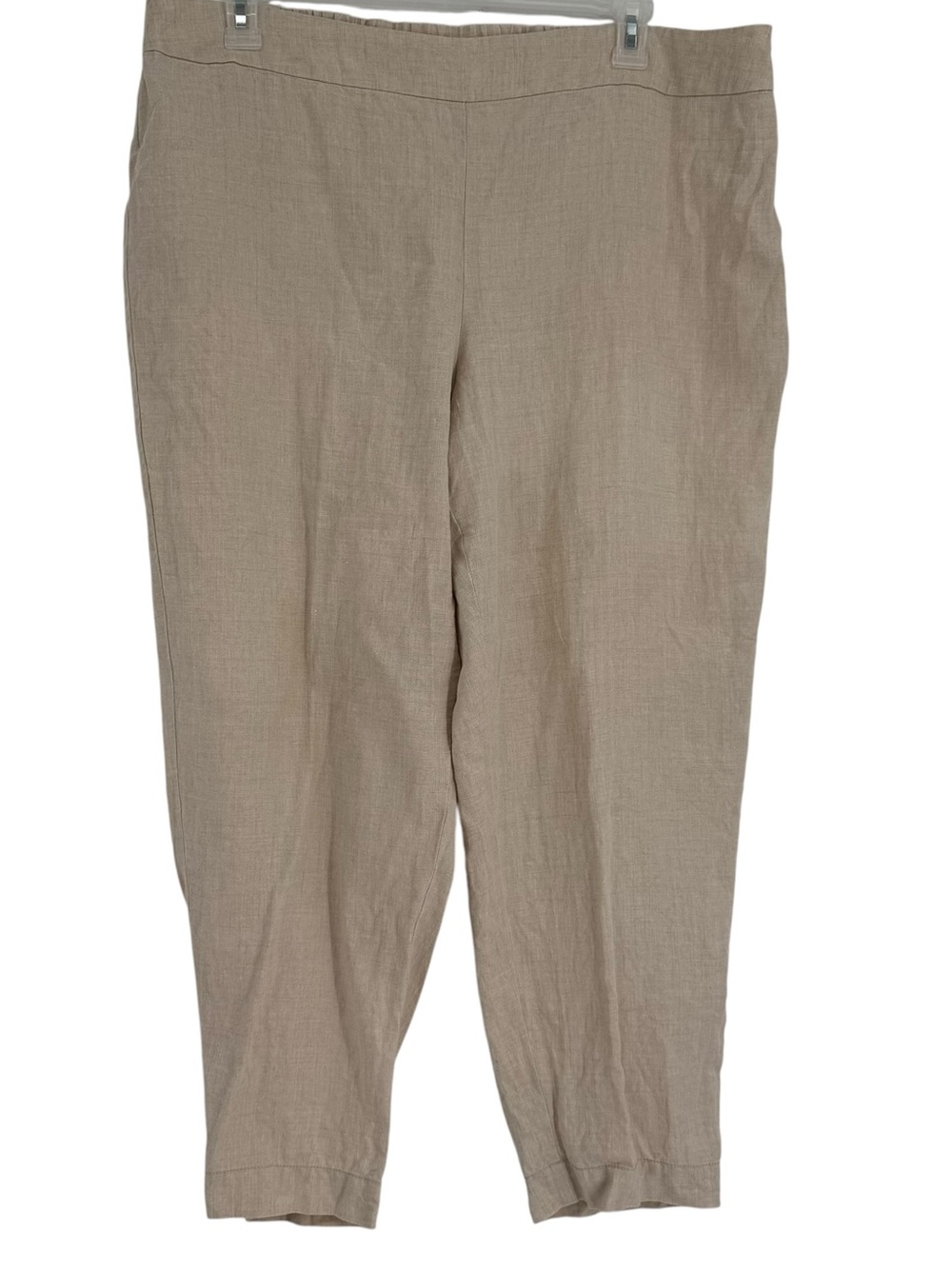 Eileen Fisher Organic Linen Pants Size XL Pull On Tapered Beige Lightweight